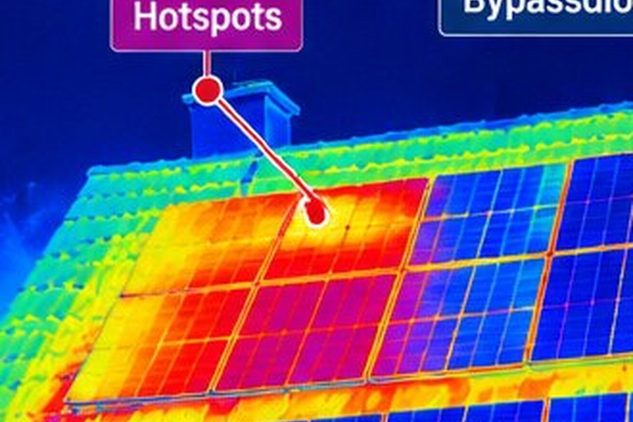 Beispiel Wärmebild Hotspot an PV-Modulen