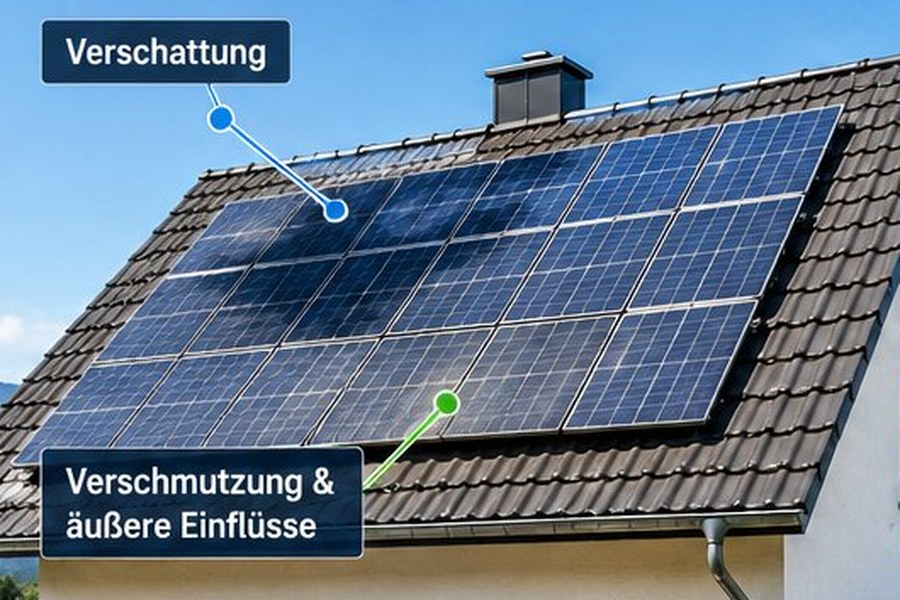 Beispiel PV-Anlage mit Verschattung